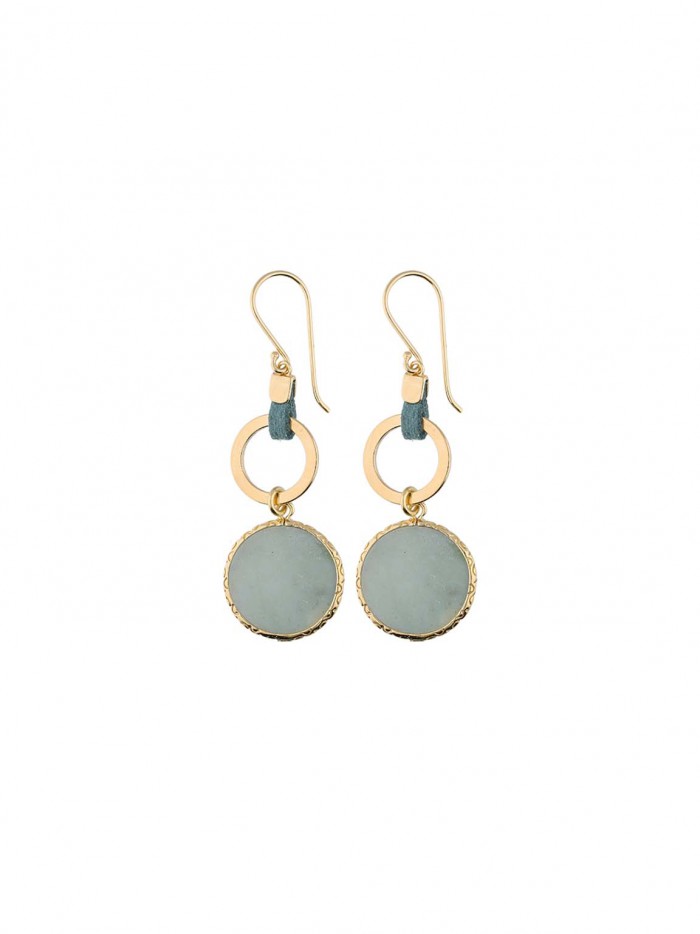 Gold Plated Drops adorned with Green Man made Amazonite