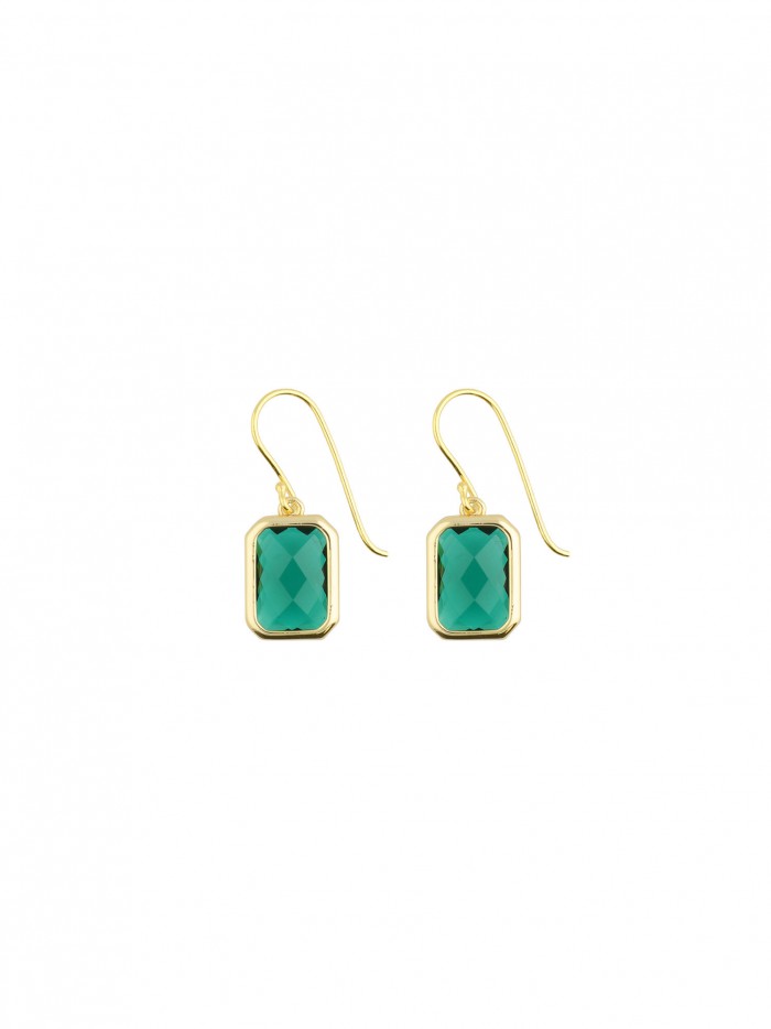 Gold Plated Drops styled with Green Crystal Glass