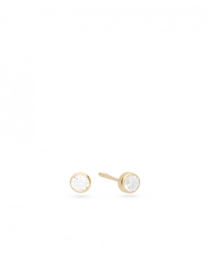 14K gold stud earrings combined with zirconia stone  0.3 cm