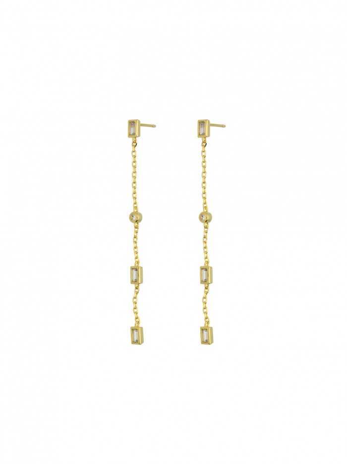 Gold Plated Drops styled with Clear Man made Cubic Zirconia