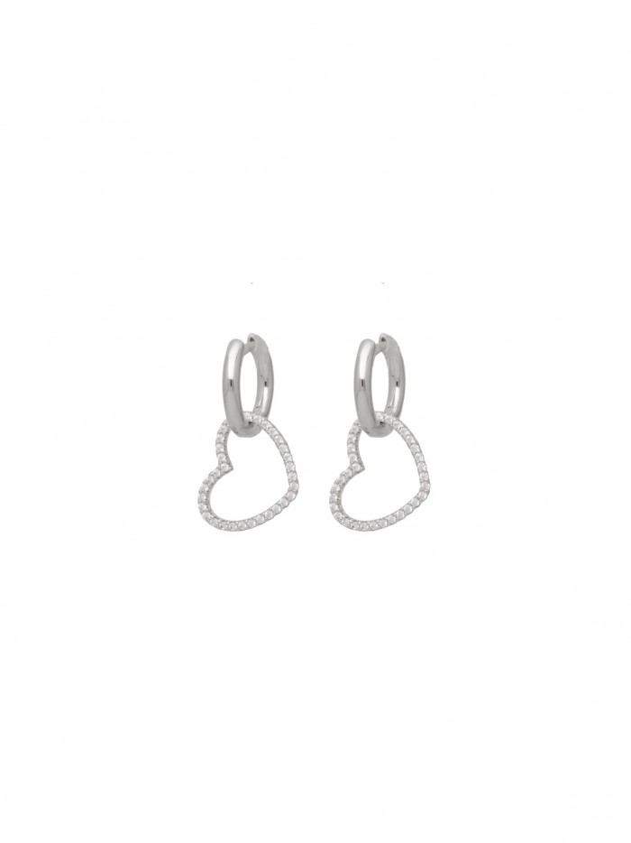925 Silver Rhodium Plated Hoops adorned with Clear Man made Cubic Zirconia