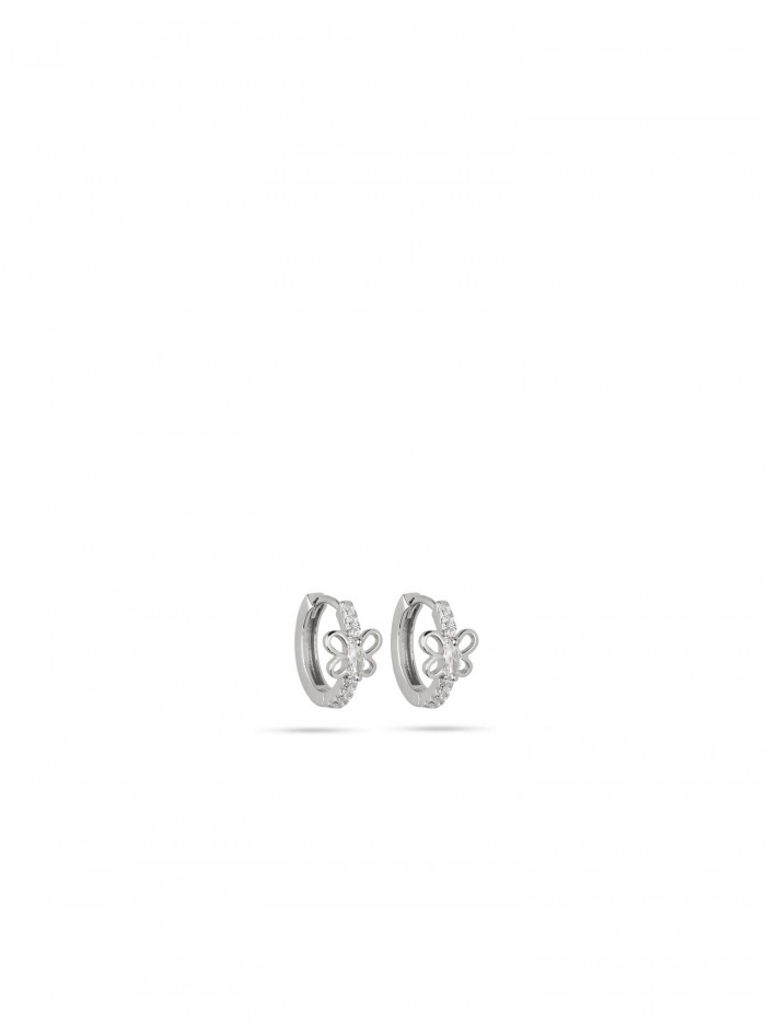 925 Silver Rhodium Plated Hoops styled with Clear Man made Cubic Zirconia