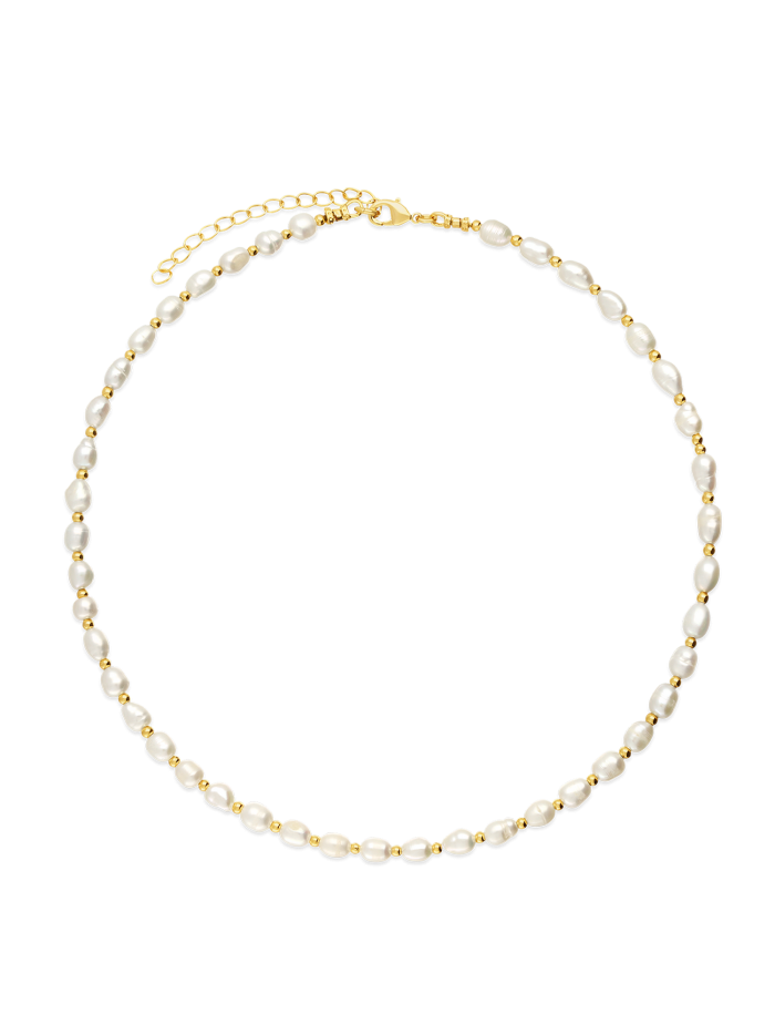 Gold Plated Choker necklace decorated with Cultured Pearl