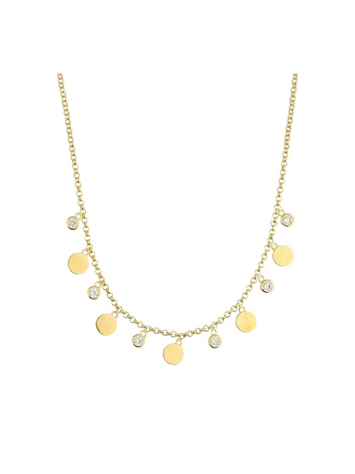 Gold Plated Delicate & Festive Necklace styled with Clear Man made Cubic Zirconia