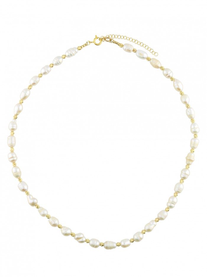 Gold Plated Delicate & Festive Necklace decorated with Cultured Pearl