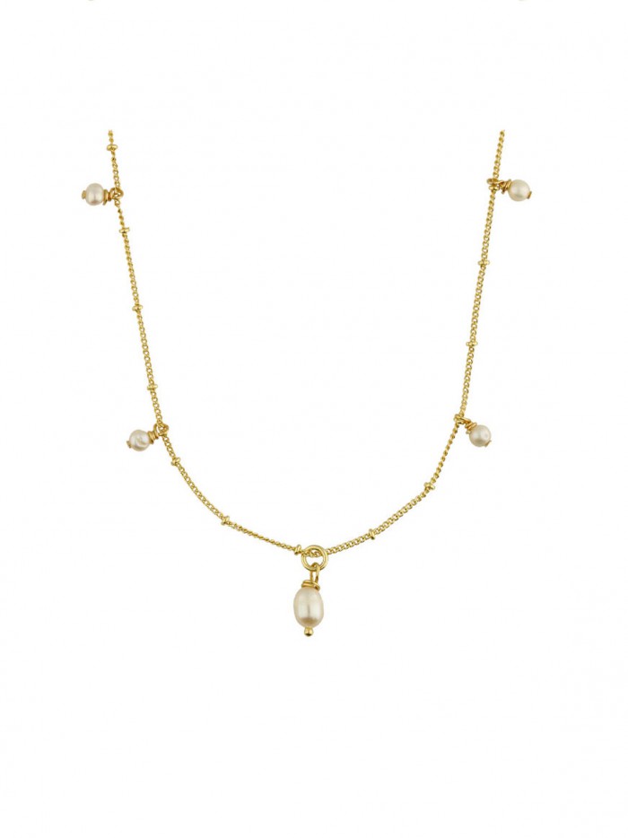 Gold Plated Pendant Necklace styled with Cultured Pearl