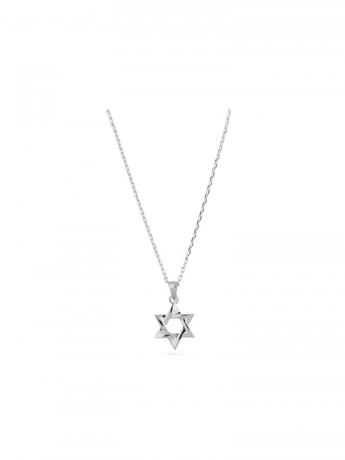 925 Sterling Silver and 925 Silver Rhodium Plated Pendant Necklace Star of David