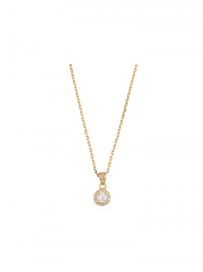 925 Sterling&Gold plated Pendant Necklace styled with Clear Man made Cubic Zirconia