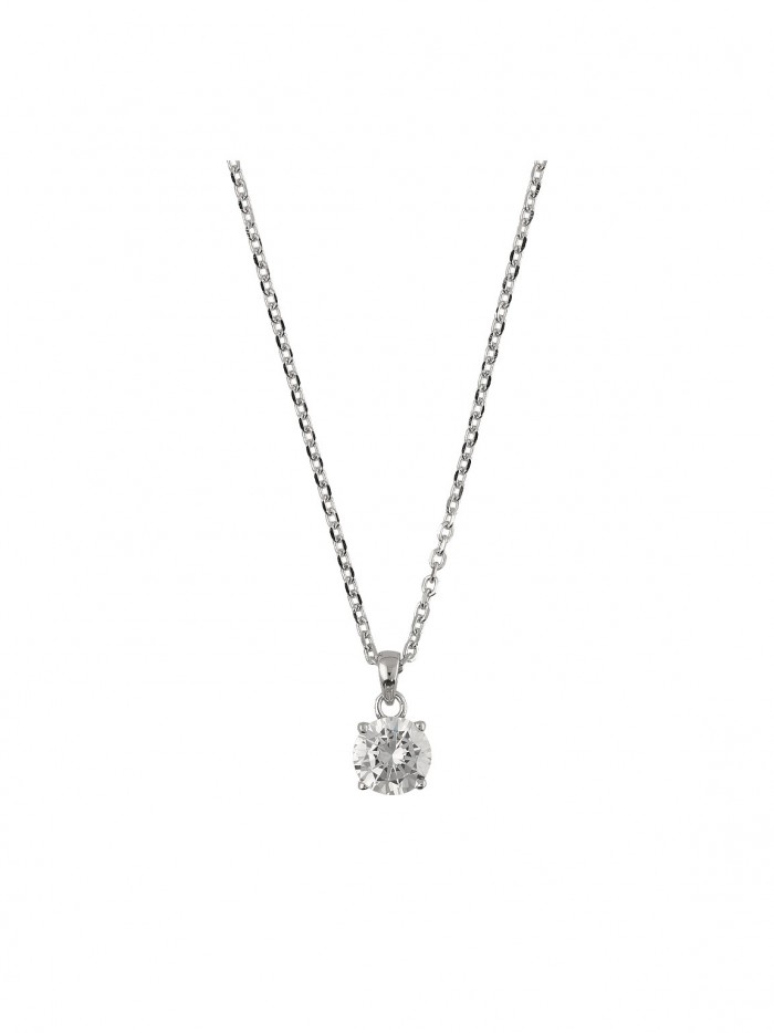 925 Sterling Silver Pendant Necklace adorned with Clear Man made Cubic Zirconia