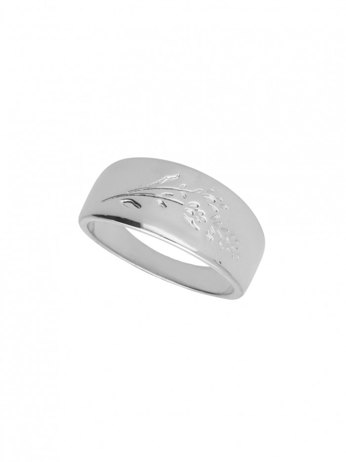 925 Silver Rhodium Plated Delicate Ring Leaf