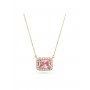 14K yellow gold necklace combined with pink zirconia stone