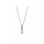 Stainless Steel Men necklace adorned with Clear Man made Cubic Zirconia