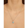 925 Silver Rhodium Plated Pendant Necklace decorated with Blue Man made Opal