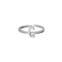 925 Silver Rhodium Plated Delicate Ring decorated with Clear Man made Cubic Zirconia