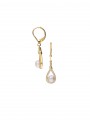 Gold Plated Drops decorated with Man made Cubic Zirconia and Cultured Pearl