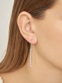 925 Silver Rhodium Plated Drops adorned with Clear Man made Cubic Zirconia