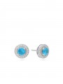 925 Silver Rhodium Plated Stud decorated with Sky Blue and Clear Man made Cubic Zirconia