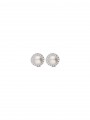 925 Silver Rhodium Plated Stud adorned with Man made Cubic Zirconia and Cultured Pearl
