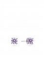 925 Silver Rhodium Plated Stud adorned with Purple Man made Cubic Zirconia