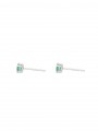925 Silver Rhodium Plated Stud styled with Green Man made Cubic Zirconia