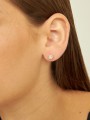 14K gold stud earrings combined with a round zircon