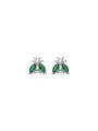 925 Silver Rhodium Plated Stud decorated with Green Man made Cubic Zirconia