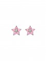 925 Silver Rhodium Plated Stud adorned with Pink Man made Cubic Zirconia