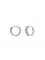 925 Silver Rhodium Plated Hoops decorated with Clear Man made Cubic Zirconia