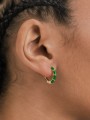 Gold Plated Hoops styled with Green Enamel