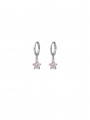 925 Silver Rhodium Plated Hoops decorated with Pink Man made Cubic Zirconia