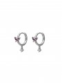 925 Silver Rhodium Plated Hoops adorned with Multicolor Man made Cubic Zirconia