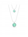 925 Silver Rhodium Plated Double necklace adorned with Green Crystal Glass