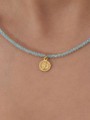 Gold Plated Choker necklace decorated with Sky Blue Crystal Glass