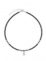 925 Silver Rhodium Plated Choker necklace styled with Black and Clear Man made Cubic Zirconia