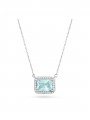 14K white gold necklace combined with Light Blue zirconia stone