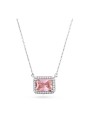 14K white gold necklace combined with pink zirconia stone
