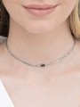 925 Silver Rhodium Plated Choker necklace styled with Black Man made Cubic Zirconia