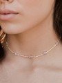 Gold Plated Choker necklace styled with Purple and Clear Man made Cubic Zirconia