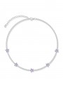 925 Silver Rhodium Plated Choker necklace adorned with Purple and Clear Man made Cubic Zirconia