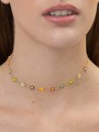 Gold Plated Choker necklace decorated with Multicolor Enamel