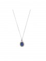 925 Sterling Silver and 925 Silver Rhodium Plated Pendant Necklace styled with Blue and Clear Man made Cubic Zirconia
