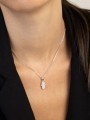 925 Silver Rhodium Plated Pendant Necklace decorated with Clear Man made Cubic Zirconia