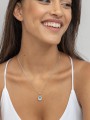 925 Sterling Silver and 925 Silver Rhodium Plated Pendant Necklace styled with Man made Cubic Zirconia and Man made Swarovski Crystal