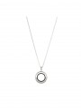925 Sterling Silver and 925 Silver Rhodium Plated Pendant Necklace styled with Man made Cubic Zirconia and Man made Onyx