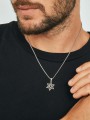 Silver and stainless steel Men necklace Star of David