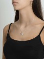 925 Sterling Silver Pendant Necklace styled with Clear Man made Cubic Zirconia