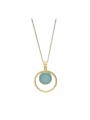 Gold Plated Pendant Necklace decorated with Sky Blue Crystal Glass