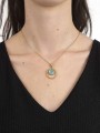 Gold Plated Pendant Necklace decorated with Sky Blue Crystal Glass