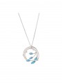 925 Silver Rhodium Plated Pendant Necklace decorated with Man made Cubic Zirconia and Man made Opal