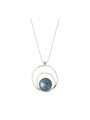 925 Sterling Silver Pendant Necklace styled with Blue Man made Swarovski Crystal